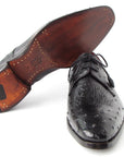 Paul Parkman Men's Black Genuine Ostrich Derby Shoes (ID