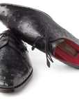 Paul Parkman Men's Black Genuine Ostrich Derby Shoes (ID