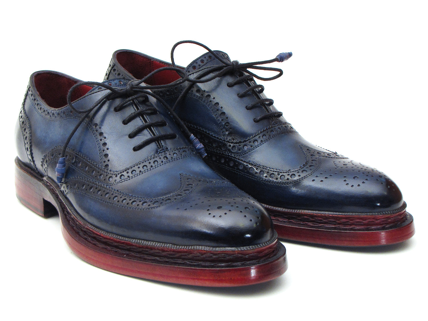 Paul Parkman Men's Triple Leather Sole Navy Wingtip Oxfords (ID
