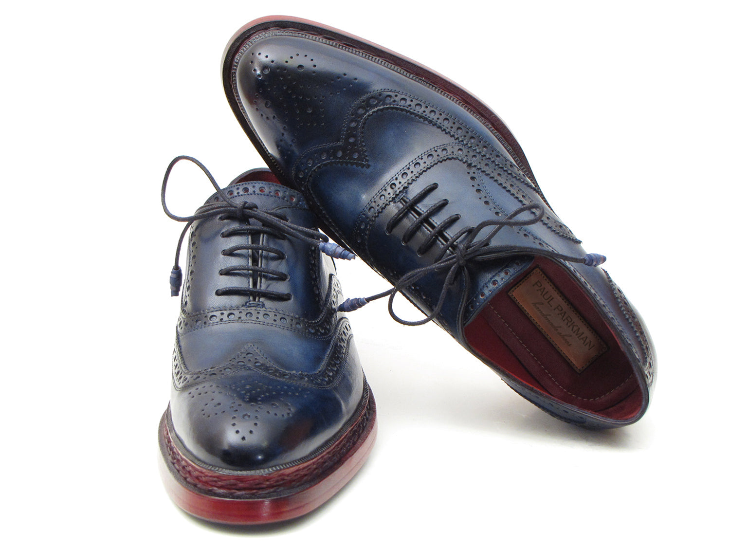 Paul Parkman Men's Triple Leather Sole Navy Wingtip Oxfords (ID