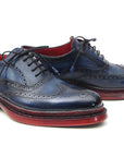 Paul Parkman Men's Triple Leather Sole Navy Wingtip Oxfords (ID