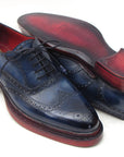 Paul Parkman Men's Triple Leather Sole Navy Wingtip Oxfords (ID