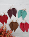 Teardrop Shape Pinched Leather Earrings