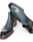 Paul Parkman Men's Norwegian Welted Chelsea Boots Blue Burnished Leather (ID