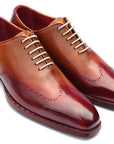 Paul Parkman Goodyear Welted Wingtip Oxfords Bordeaux & Camel (ID