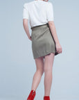 Khaki Mini Skirt With Bow Detail - Toi ‘n’ Moi Ltd