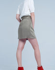 Khaki Mini Skirt With Bow Detail - Toi ‘n’ Moi Ltd