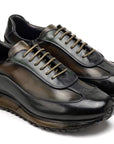 Paul Parkman Men's Green Patina Leather Sneakers (ID