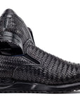 Paul Parkman Men's Black Woven Leather Slip-On Sneakers (ID