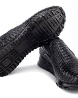 Paul Parkman Men's Black Woven Leather Slip-On Sneakers (ID
