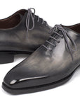Paul Parkman Goodyear Welted Wholecut Oxfords Gray Black Hand-Painted (ID