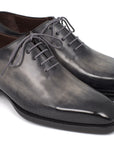 Paul Parkman Goodyear Welted Wholecut Oxfords Gray Black Hand-Painted (ID