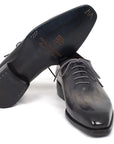 Paul Parkman Goodyear Welted Wholecut Oxfords Gray Black Hand-Painted (ID