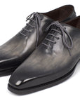 Paul Parkman Goodyear Welted Wholecut Oxfords Gray Black Hand-Painted (ID