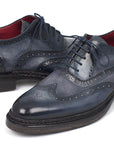 Paul Parkman Men's Triple Leather Sole Wingtip Oxfords Blue (ID