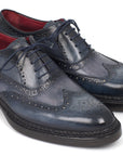 Paul Parkman Men's Triple Leather Sole Wingtip Oxfords Blue (ID