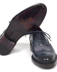 Paul Parkman Men's Triple Leather Sole Wingtip Oxfords Blue (ID