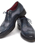 Paul Parkman Men's Triple Leather Sole Wingtip Oxfords Blue (ID