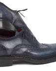 Paul Parkman Men's Triple Leather Sole Wingtip Oxfords Blue (ID