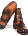 Paul Parkman Men's Brown Burnished Leather Boots (824BRW73)