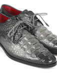 Paul Parkman Gray Crocodile Embossed Calfskin Derby Shoes (ID