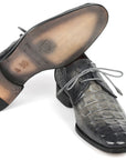 Paul Parkman Gray Crocodile Embossed Calfskin Derby Shoes (ID