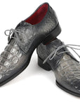 Paul Parkman Gray Crocodile Embossed Calfskin Derby Shoes (ID