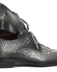 Paul Parkman Gray Crocodile Embossed Calfskin Derby Shoes (ID
