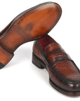 Paul Parkman Brown Crocodile Embossed Calfskin Penny Loafers (ID