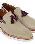 Paul Parkman Men's Smart Casual Tassel Loafers Beige Suede (ID