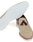 Paul Parkman Men's Smart Casual Tassel Loafers Beige Suede (ID
