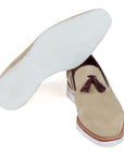 Paul Parkman Beige & Brown Plaid Canvas Derby Shoes (ID