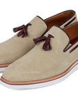 Paul Parkman Men's Smart Casual Tassel Loafers Beige Suede (ID