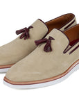 Paul Parkman Beige & Brown Plaid Canvas Derby Shoes (ID