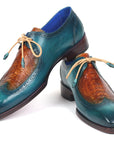 Paul Parkman Beige & Brown Plaid Canvas Derby Shoes (ID