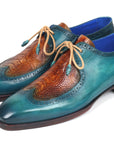 Paul Parkman Beige & Brown Plaid Canvas Derby Shoes (ID