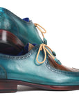 Paul Parkman Genuine Ostrich Leg & Calfskin Derby Shoes (ID