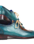 Paul Parkman Beige & Brown Plaid Canvas Derby Shoes (ID