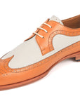 Paul Parkman Dual Tone Wingtip Derby Shoes Cognac & Cream (ID