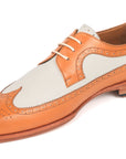 Paul Parkman Beige & Brown Plaid Canvas Derby Shoes (ID