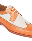 Paul Parkman Dual Tone Wingtip Derby Shoes Cognac & Cream (ID
