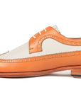 Paul Parkman Beige & Brown Plaid Canvas Derby Shoes (ID