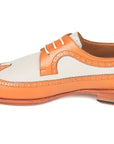 Paul Parkman Beige & Brown Plaid Canvas Derby Shoes (ID