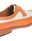 Paul Parkman Dual Tone Wingtip Derby Shoes Cognac & Cream (ID