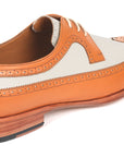 Paul Parkman Beige & Brown Plaid Canvas Derby Shoes (ID