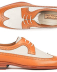 Paul Parkman Dual Tone Wingtip Derby Shoes Cognac & Cream (ID