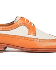 Paul Parkman Beige & Brown Plaid Canvas Derby Shoes (ID