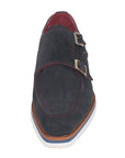 Paul Parkman Men's Smart Casual Monkstrap Shoes Navy Suede (ID