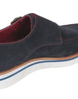 Paul Parkman Men's Smart Casual Monkstrap Shoes Navy Suede (ID
