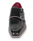 Paul Parkman Men's Smart Casual Monkstrap Shoes Black Leather (ID